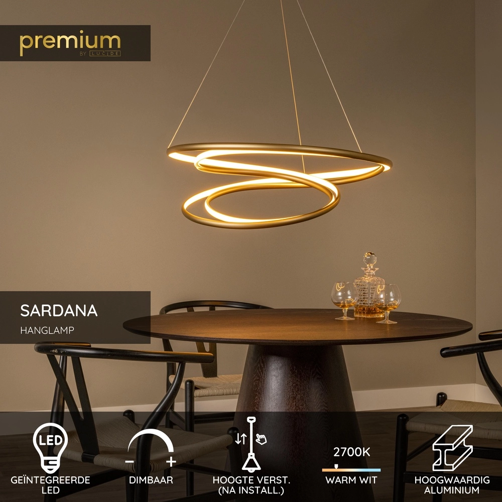 Design-Pendellampe Sardana Ø 80 cm golden Premium by Lucide 5411212520890