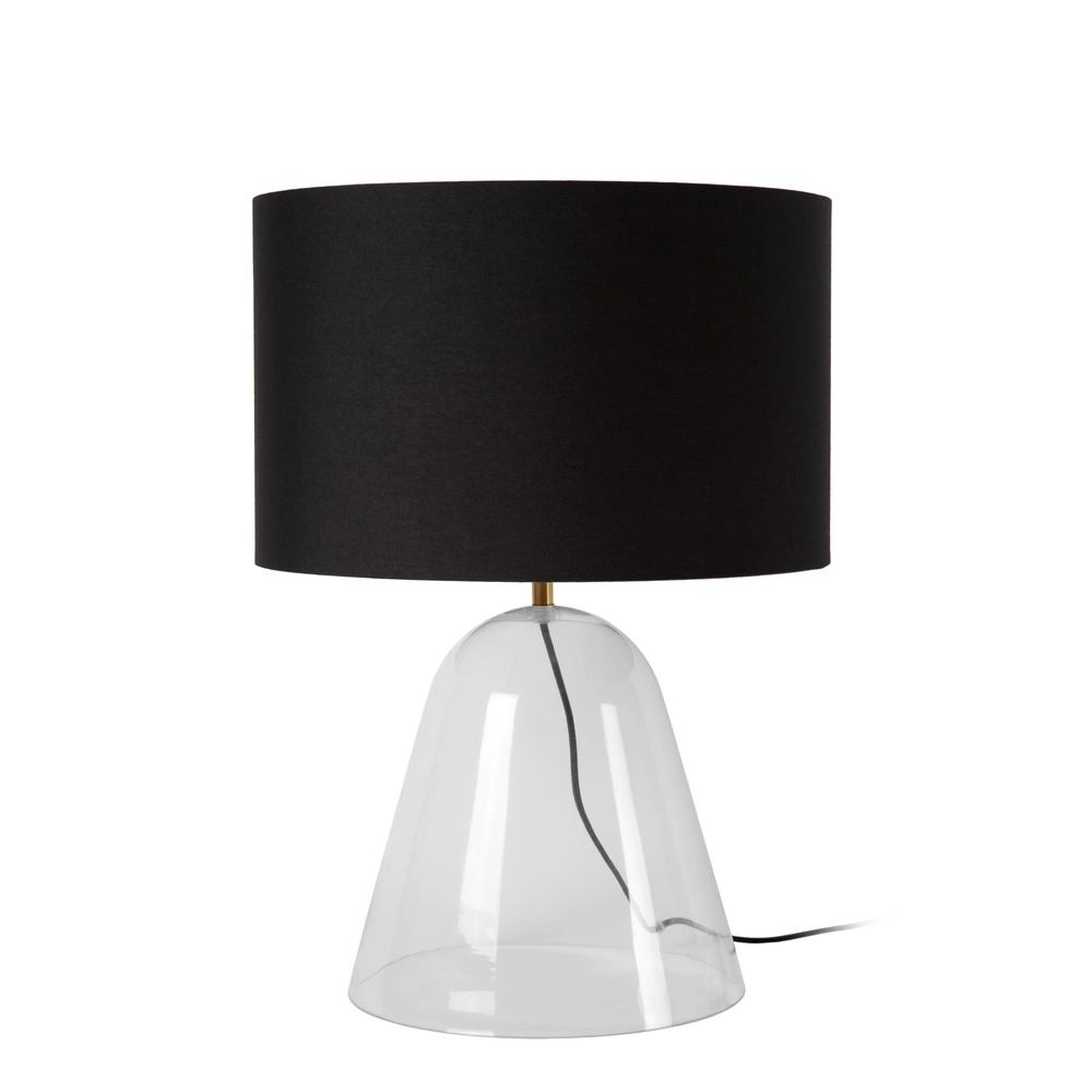 Tischlampe Campana Glas mit schwarzem Schirm 25 cm