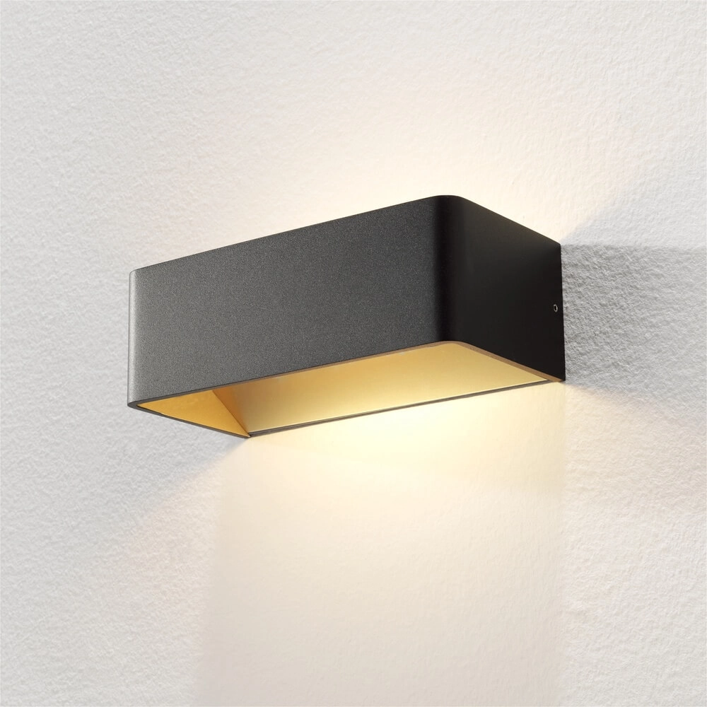 Design-Wandleuchte Mainz Rechteck schwarz gold