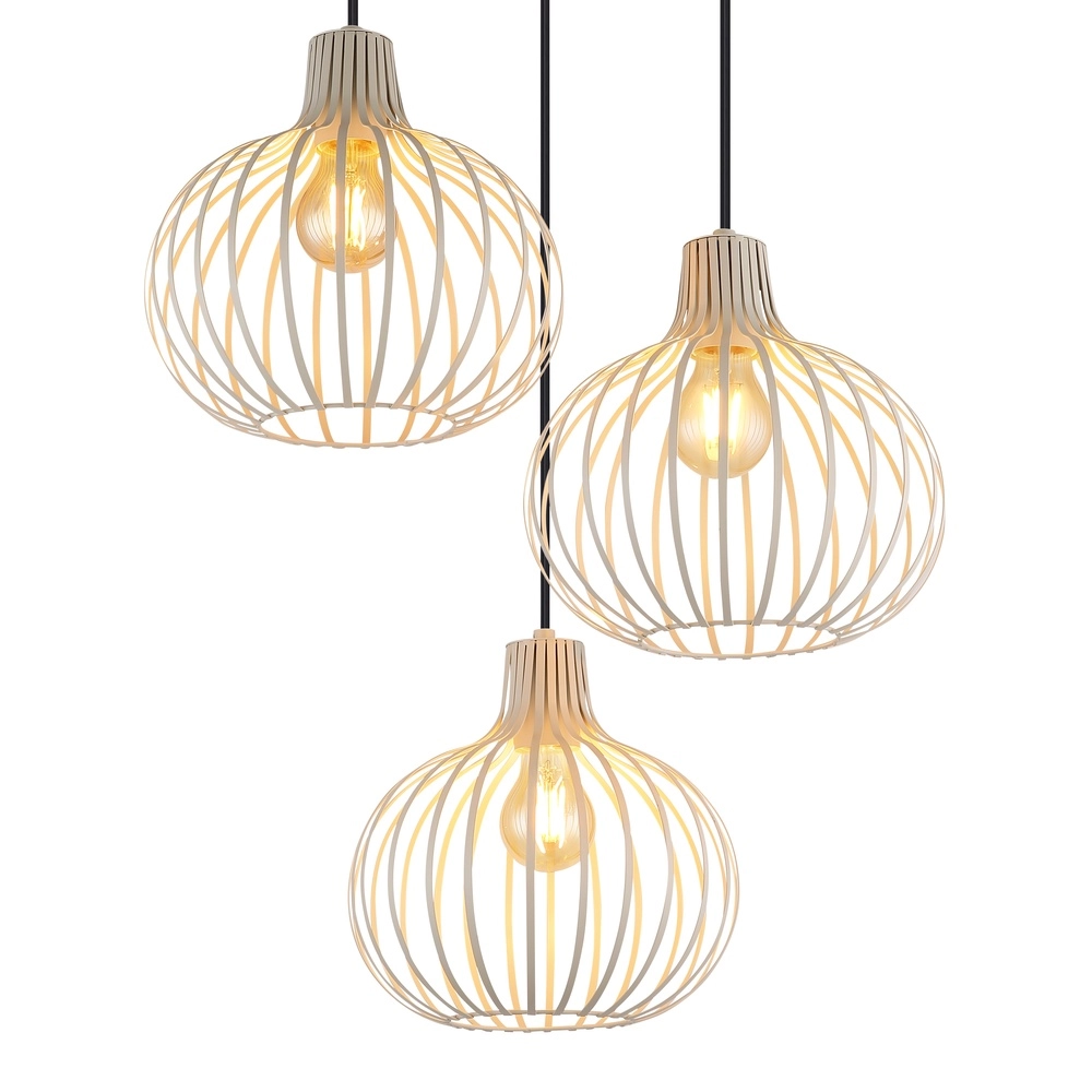 Design-Pendellampe Mateo 3-Licht Rundcreme Globo 9007371566150