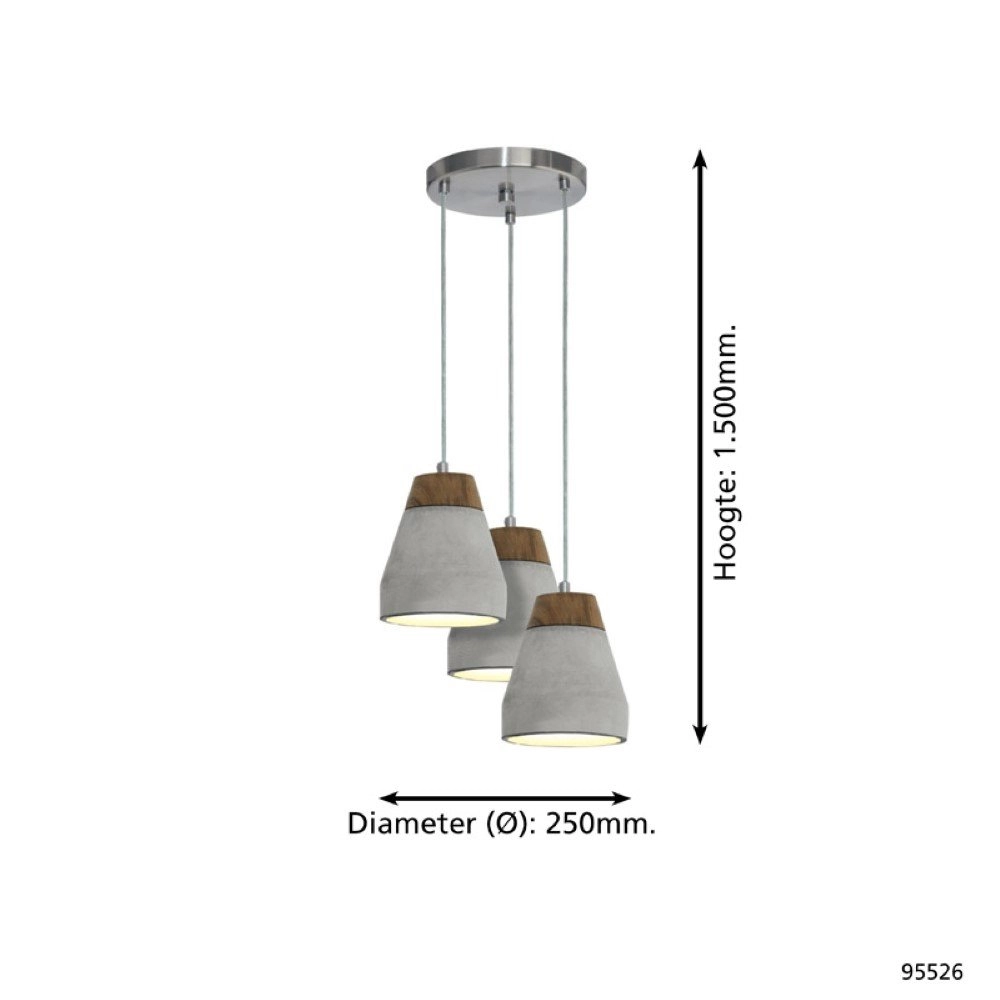 Pendelleuchte Tarega 3-Licht-Betonpreis mit holz Eglo 9002759955267