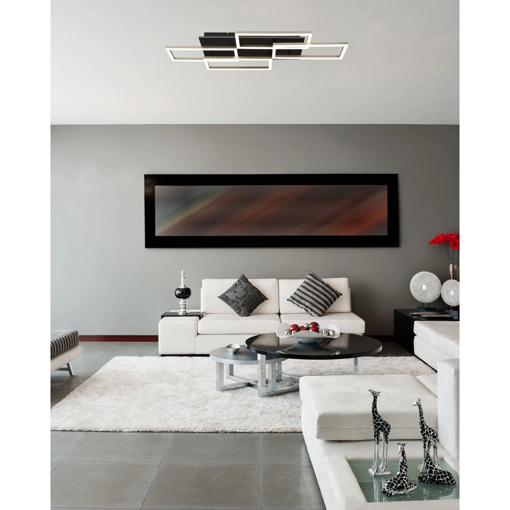Design-Deckenlampe Jeffry Schwarz mit Sandbraun Globo 9007371522835