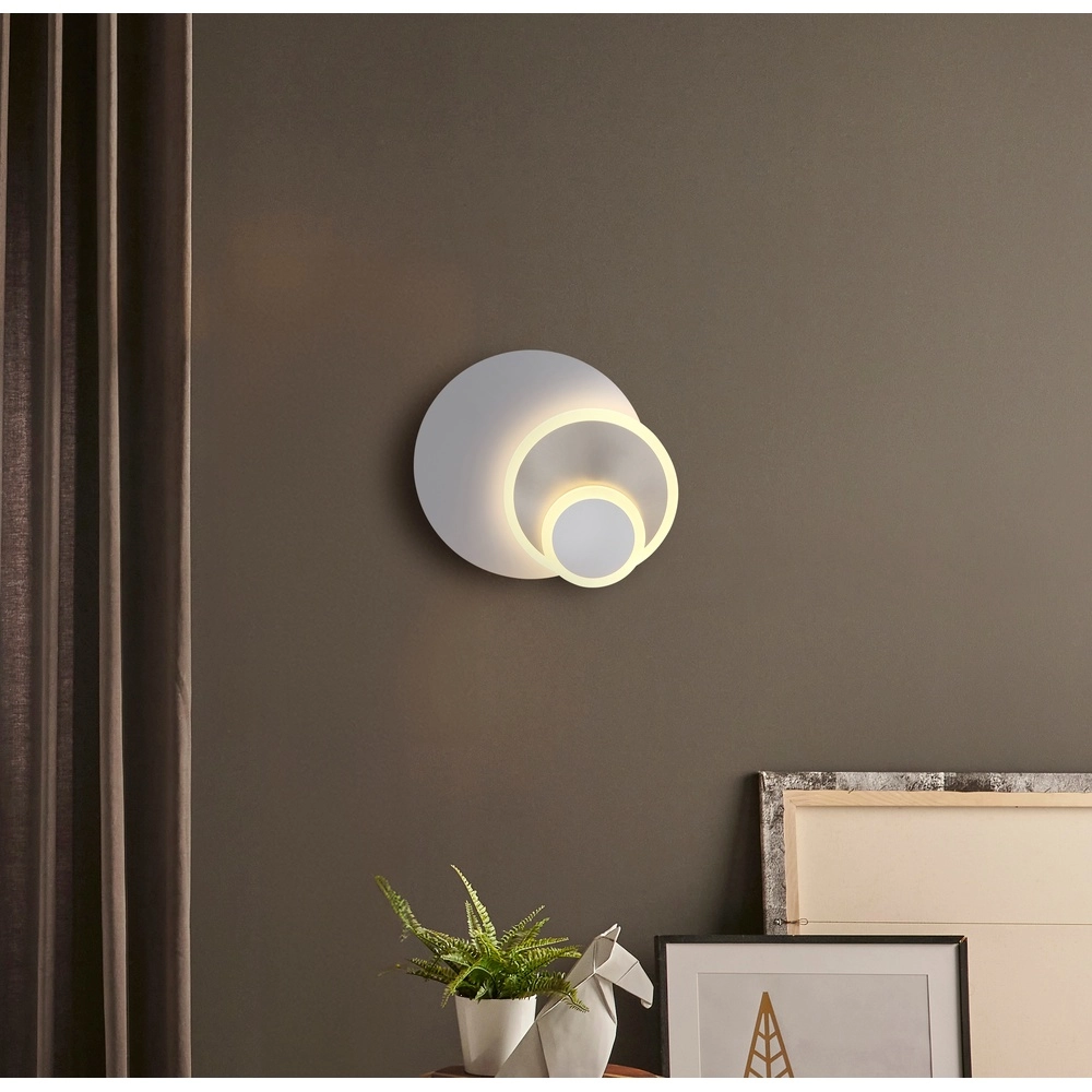 Weiße Wandlampe Odonell mit Holz Globo 9007371569410