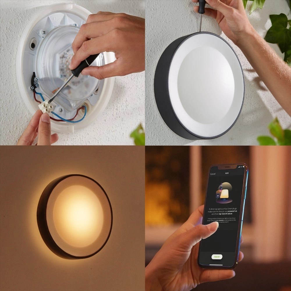 Runde Außenlampe Hue Daylo Schwarz Philips 8718696174401