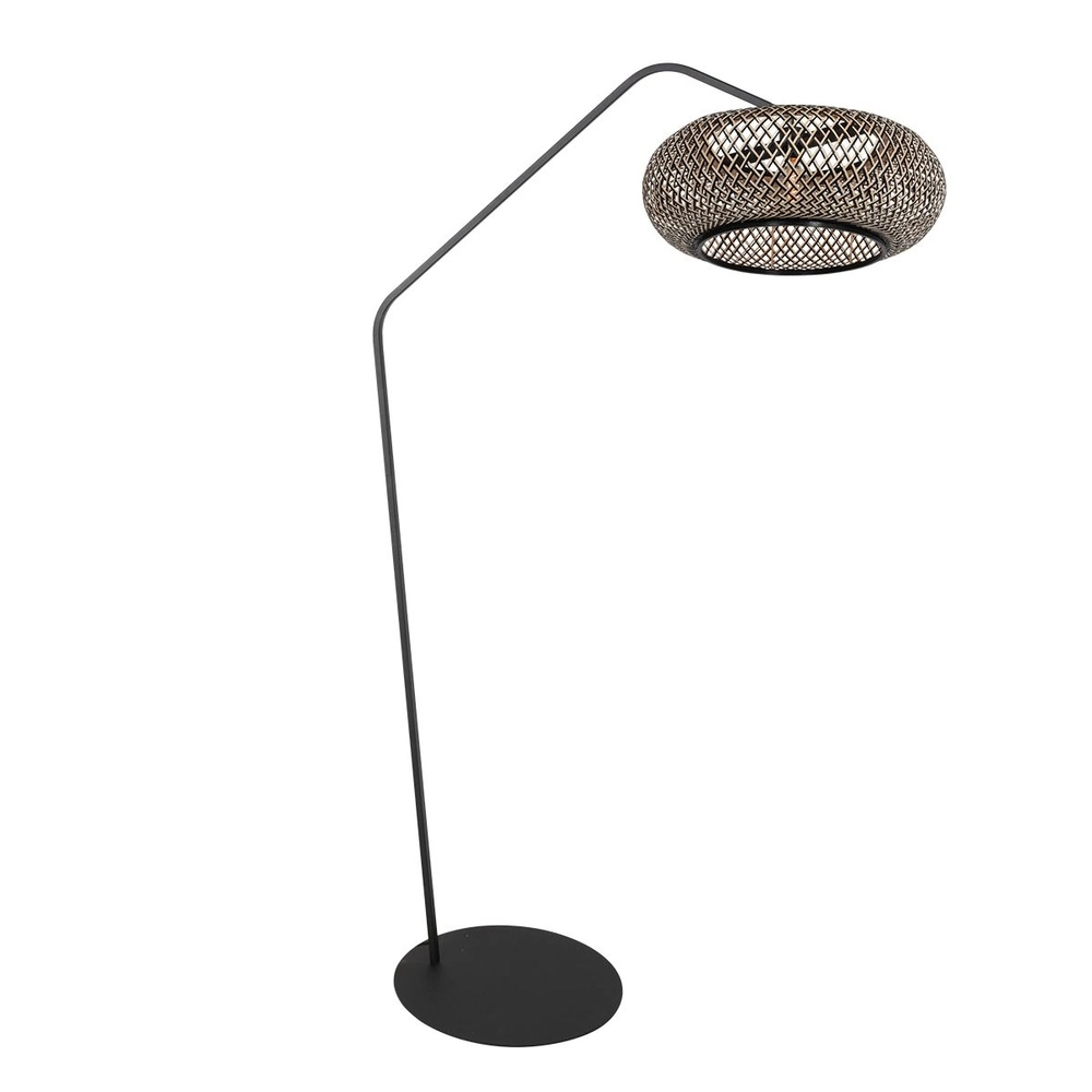 Bogenlampe ZigZag mit schwarzer und Rattankapuze Steinhauer 8712746183047
