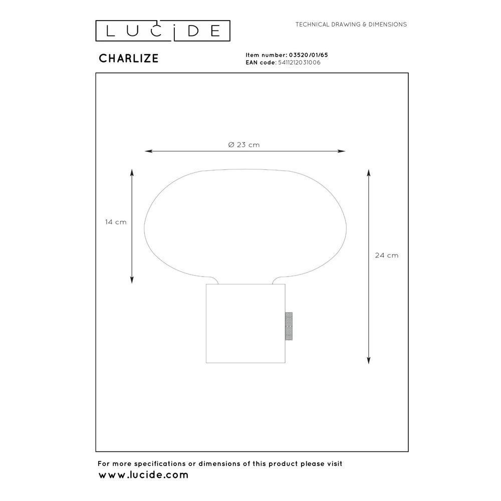 Design-Tischlampe Charlize Ø 23 cm schwarz Lucide 5411212031006