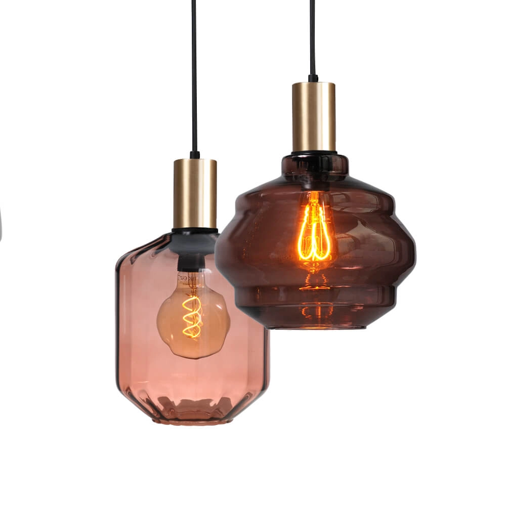 6-flammige Hängelampe - Gold - Porto mit verschiedenen Gläsern Masterlight 8718121270692