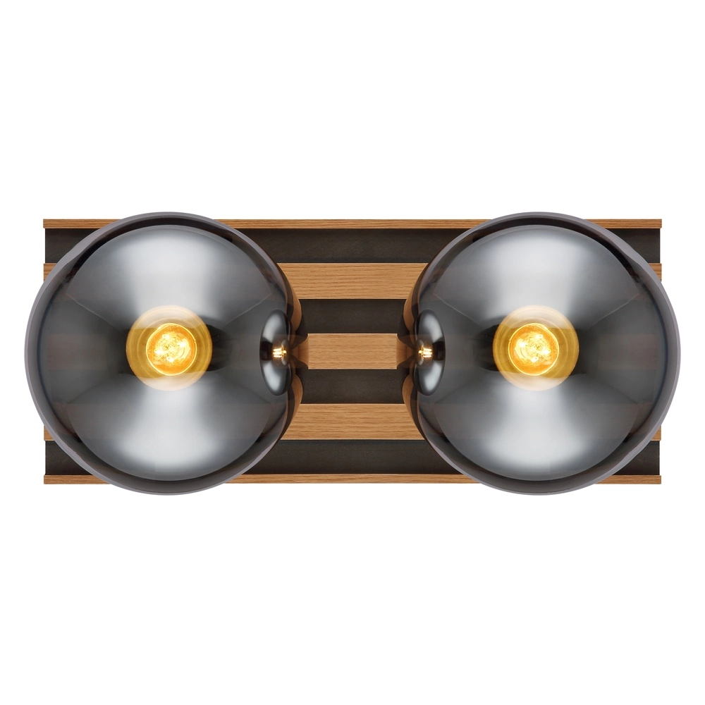 Deckenlampe Parsons 2-helliges Schwarz mit Holz Globo 9007371579099