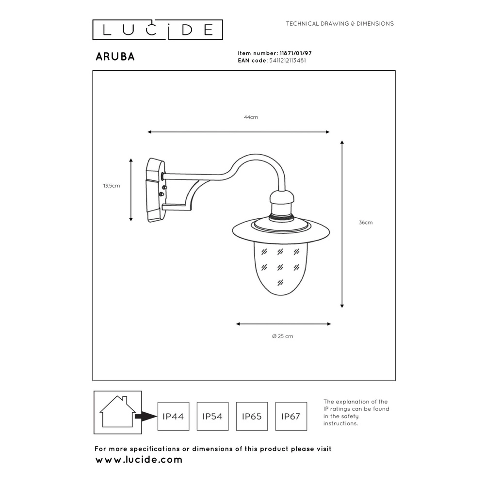 Landwandlampe Aruba rostbraun Ø 25 cm Lucide 5411212113481