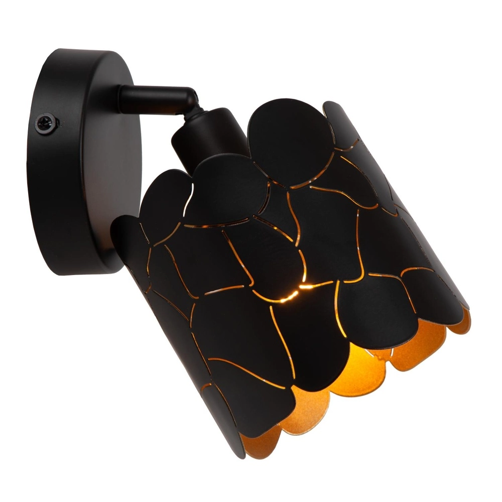 Wandlampe Almelo Schwarz mit Gold innen Lucide 5411212211866