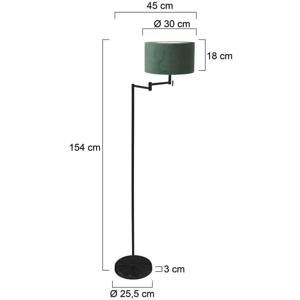 Stehlampe Bella schwarz mit grüner Kapuze Steinhauer 8712746174649