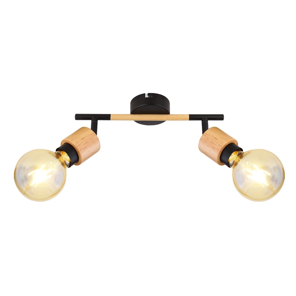 Deckenlampe Jorna 2-helliges Schwarz mit Holz Globo 9007371402281
