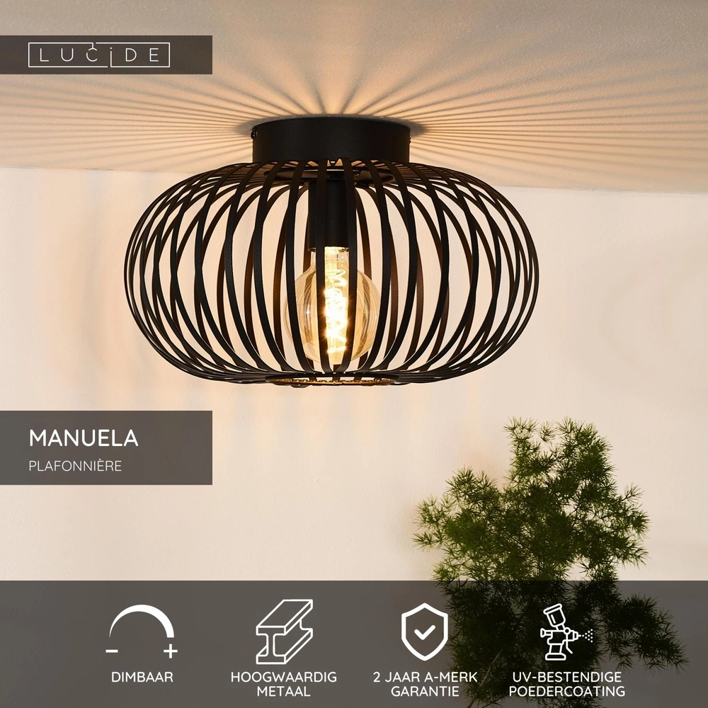 Deckenlampe Manuela Ø 39,5 cm schwarz Lucide 5411212782342