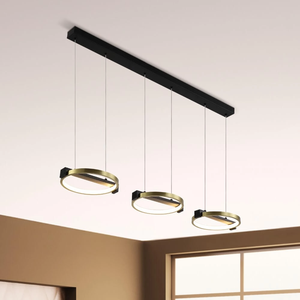 3-flammige Pendelleuchte Aerial Schwarz und Gold Searchlight 5053423274379