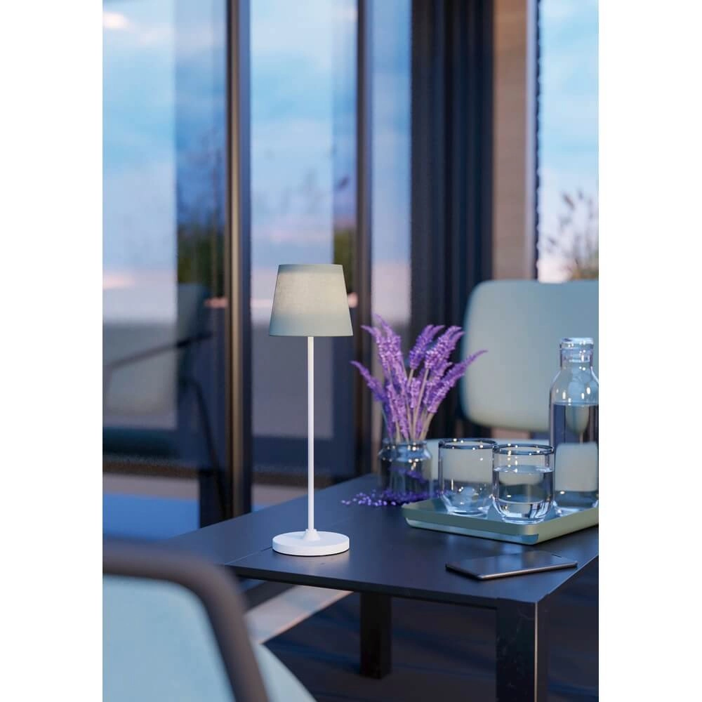 Tischlampe Leonero weiß mit grünem Stoff Eglo 9002759759360