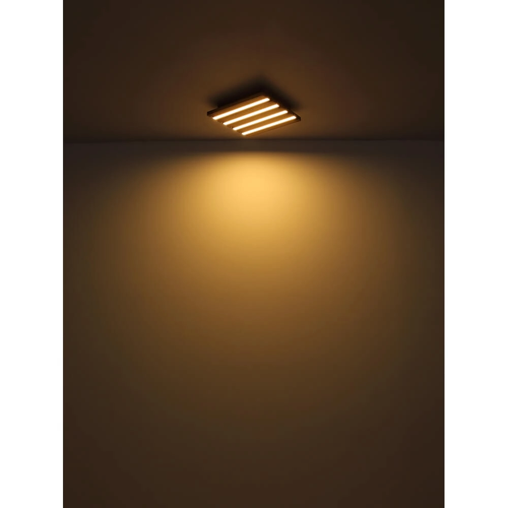 Deckenlampe Hayden schwarz mit Holz Quadrat 45cm Globo 9007371510641