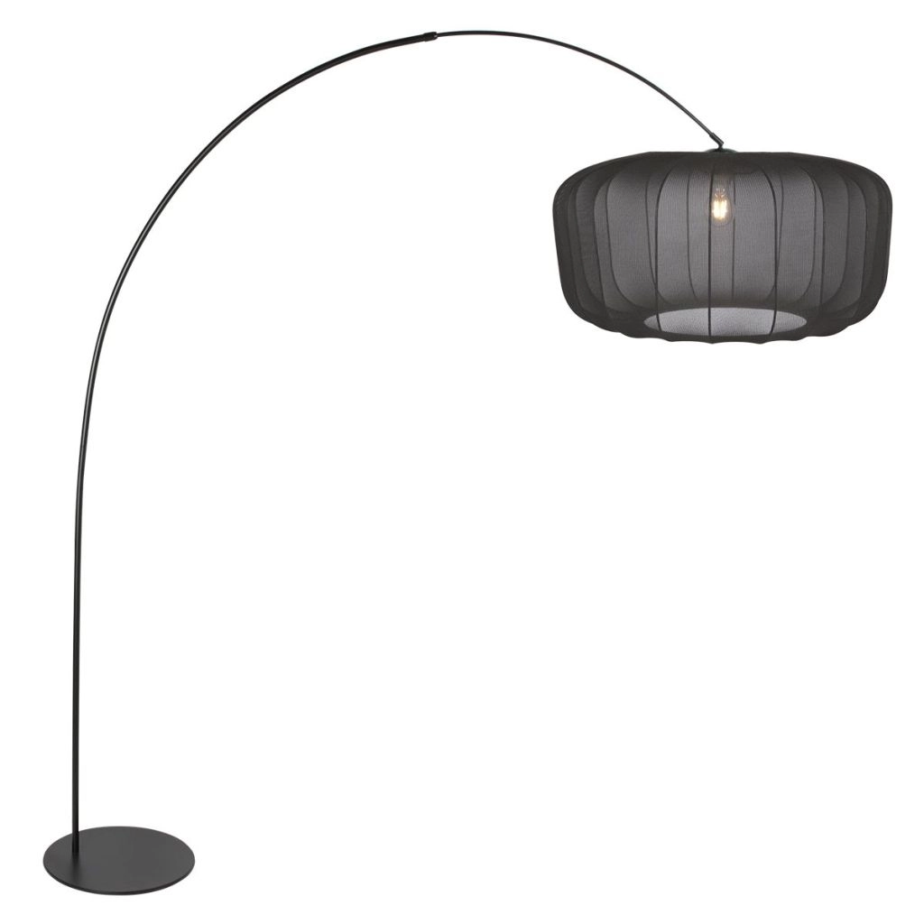 Schwarze Bogenlampe Curve mit schwarzem Farbton Ø60 cm