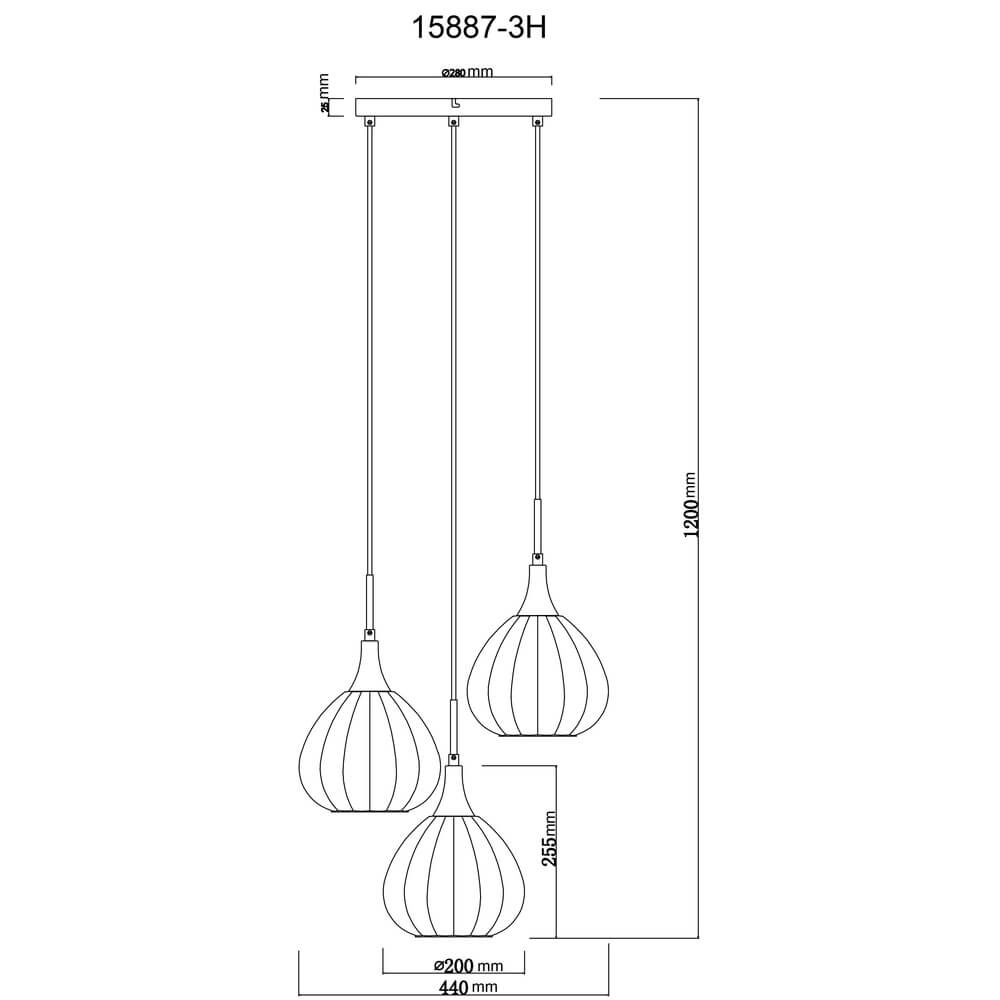 Schwarze Pendelleuchte Olsen 3-flammig Globo 9007371456802