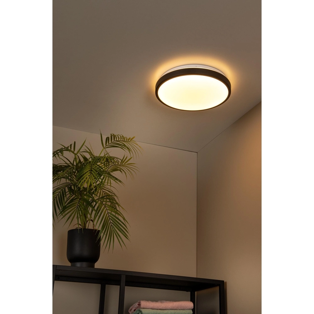 Schwarze Deckenlampe Dasher Ø 34,8 cm IP44 für Badezimmer Lucide 5411212792099
