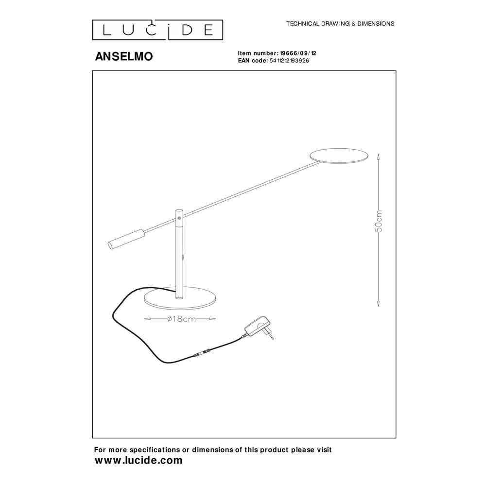 Schreibtischlampe Anselmo Chrom Lucide 5411212193926