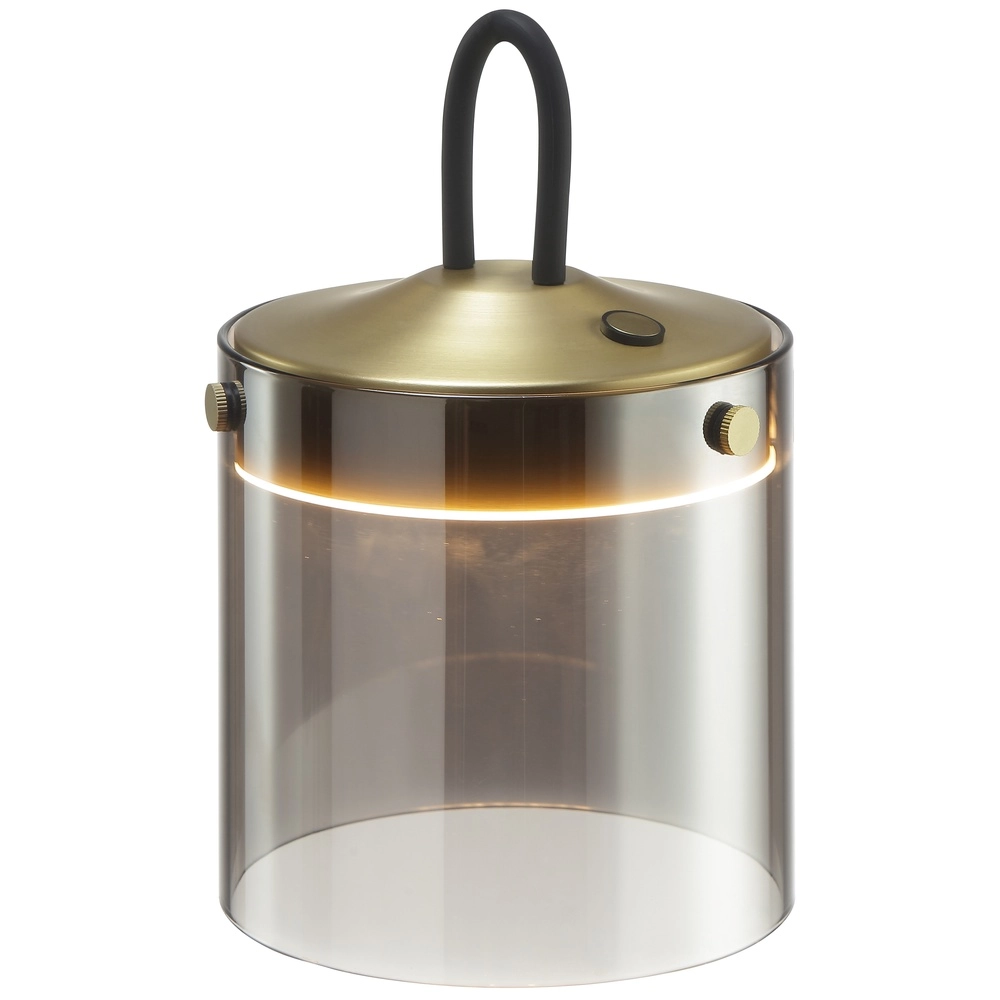 Tischlampe Lumeo Messing mit Rauchglas Ø 13 cm