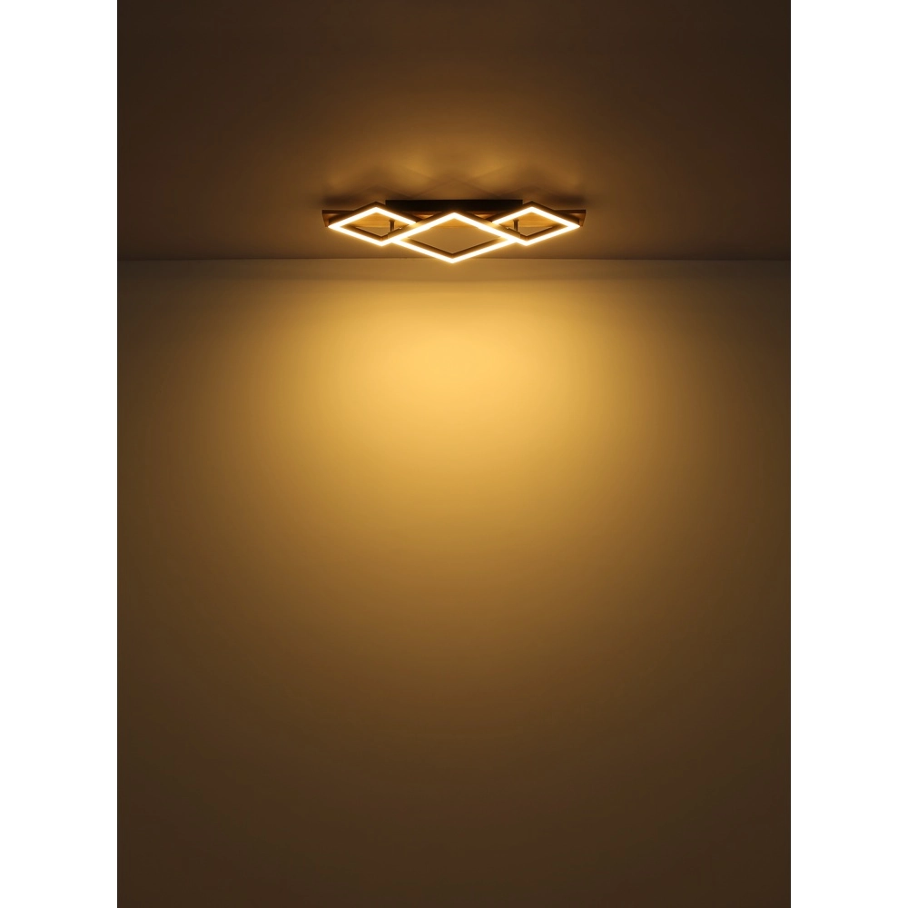 Deckenlampe Beatrix 61 cm schwarze Quadrate mit Holz Globo 9007371445394