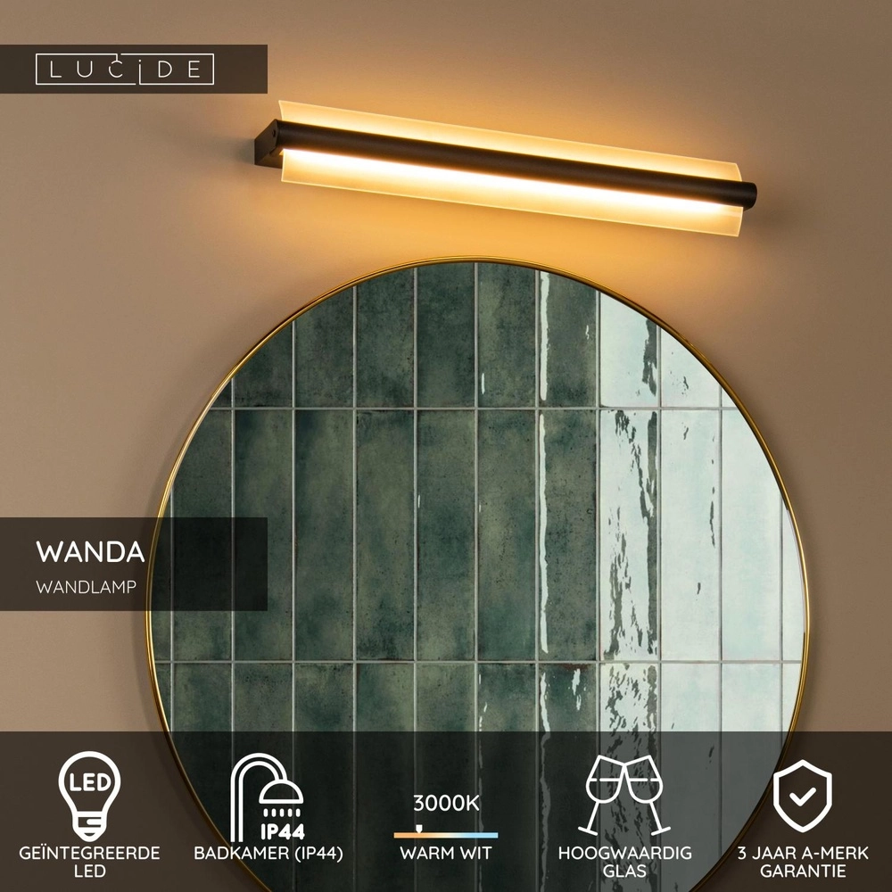 Wandlampe Wanda 60 cm schwarz Lucide 5411212040596