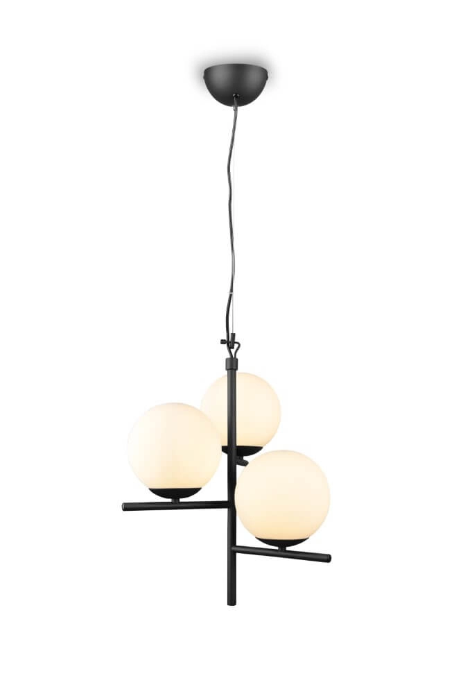 Pendelleuchte Pure 3-flammig schwarz mit weißen Kugeln Trio 4017807506389