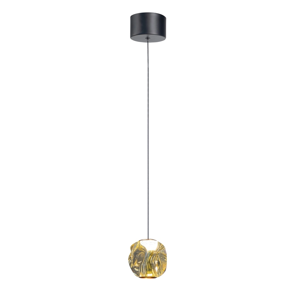 Pendelleuchte Melina schwarz mit braunem Glas einzeln