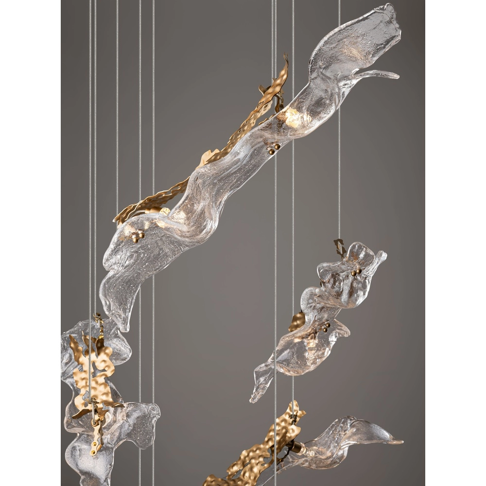 Goldene Pendellampe Avesa mit klarem Glas Ø 60 cm Lyora 5212063500433