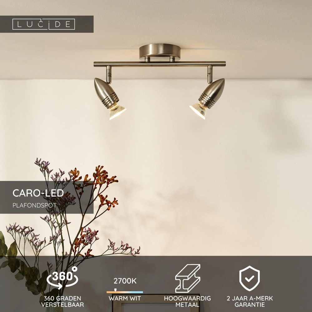 Deckenscheinwerfer Caro-Led 2-Licht mattes Chrom Lucide 5411212133397