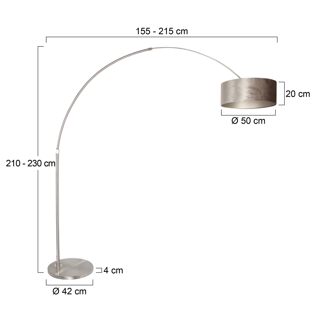Bogenlampe Sparkled Edelstahl mit samttaupefarbener Haube Steinhauer 8712746145953