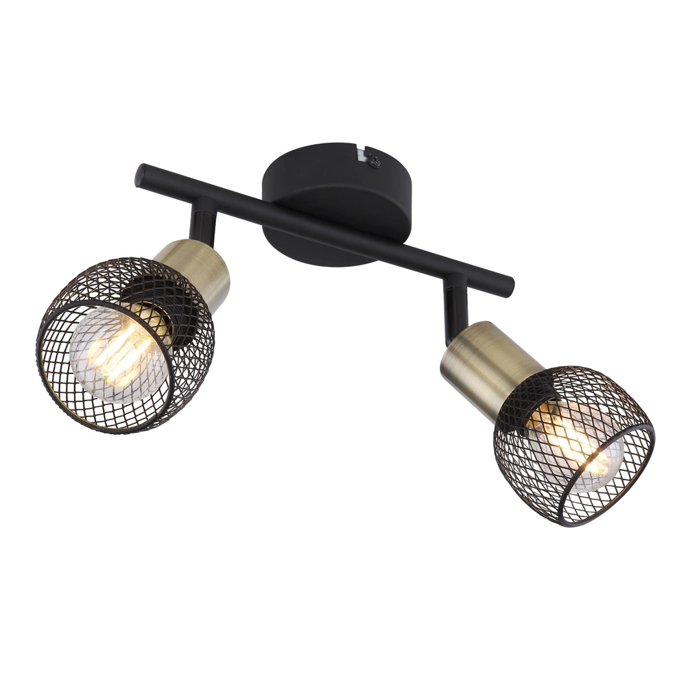Deckenlampe Fiastra 2-Licht-Schwarz mit Mesh