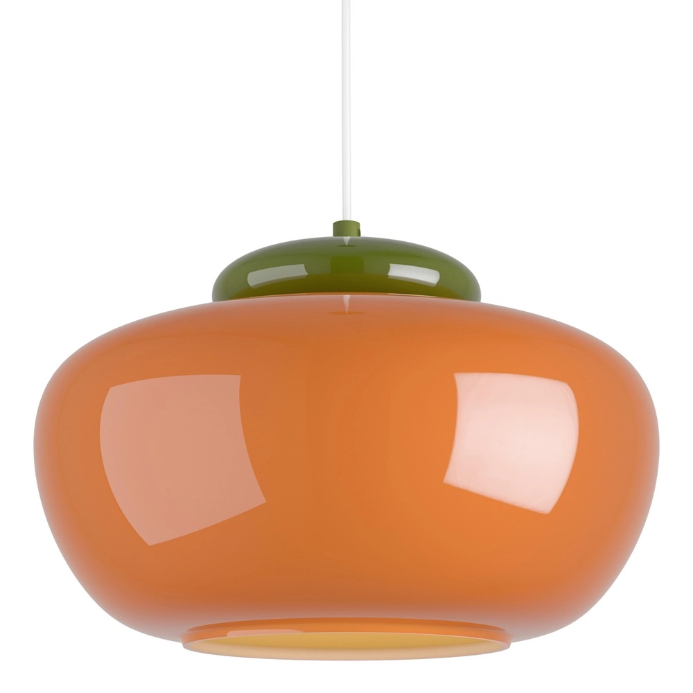 Design-Pendellampe Berardelli Orange mit grünem Ø 30 cm