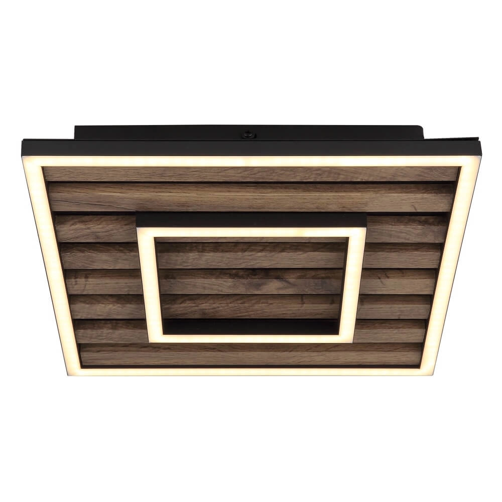 Deckenlampe Woody schwarz mit Holz Quadrat 30cm Globo 9007371507573