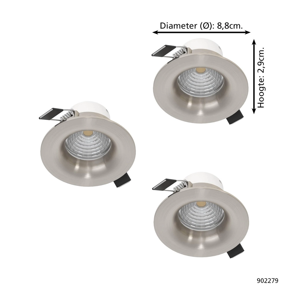 Set mit 3 Einbaustrahlern Saliceto nickel Ø 8,8cm - 4,8W Eglo 9008606358809