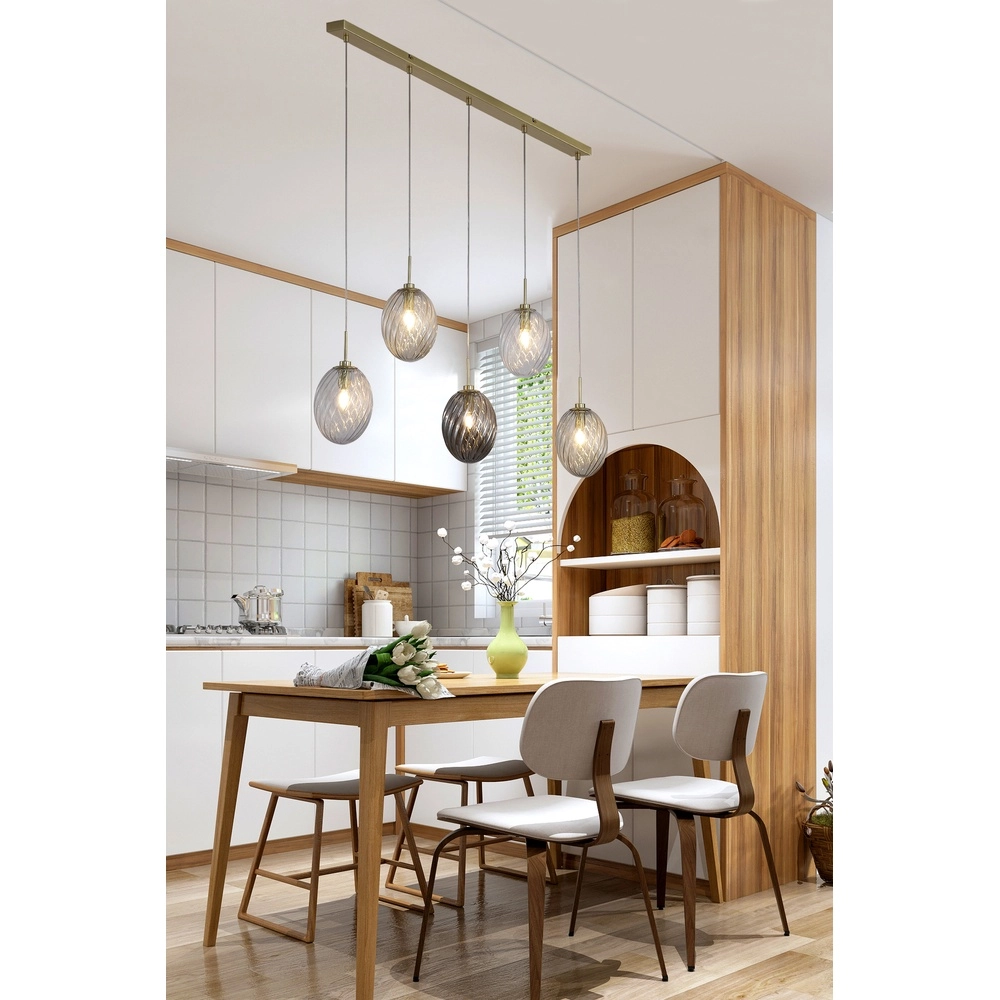 5-flammige Pendelleuchte Whirl Farbiges Glas Searchlight 5053423299389