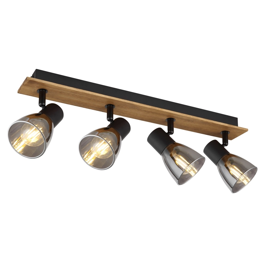 Deckenlampe Claude 4-hell schwarz mit Holz
