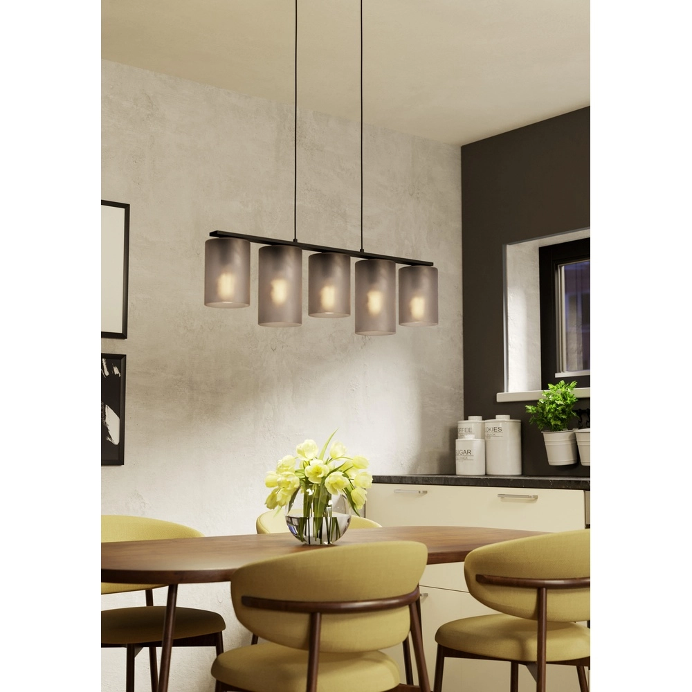 5-Licht Pendellampe Colomera Ø 12cm – Rauch-Milchglas Eglo 9008606307159