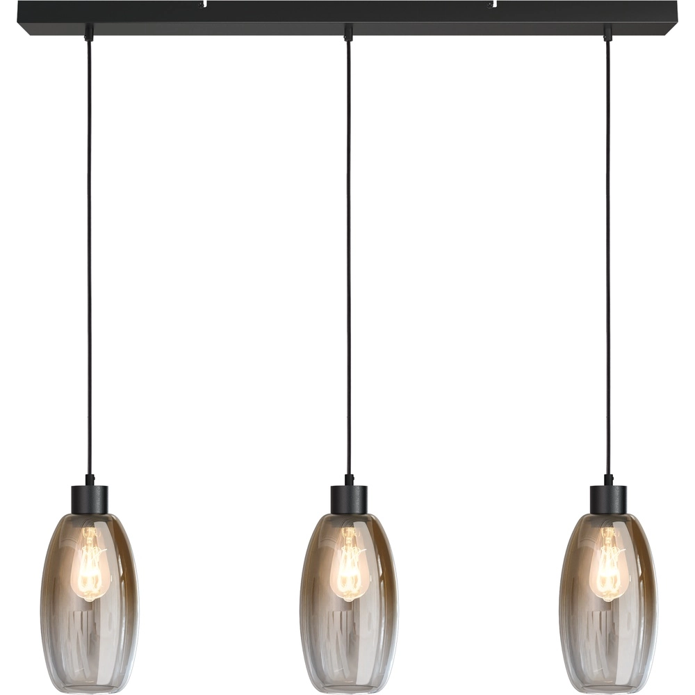 Glas-Pendellampe Olive 3x Ø 15 cm – schwarz