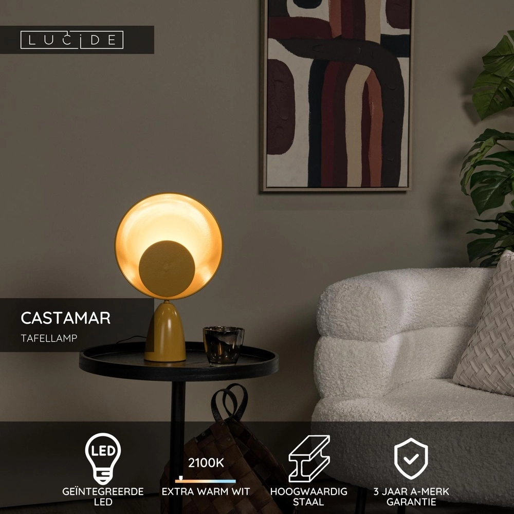Design-Tischlampe Castamar Ø 25,5 cm gelb Lucide 5411212345851