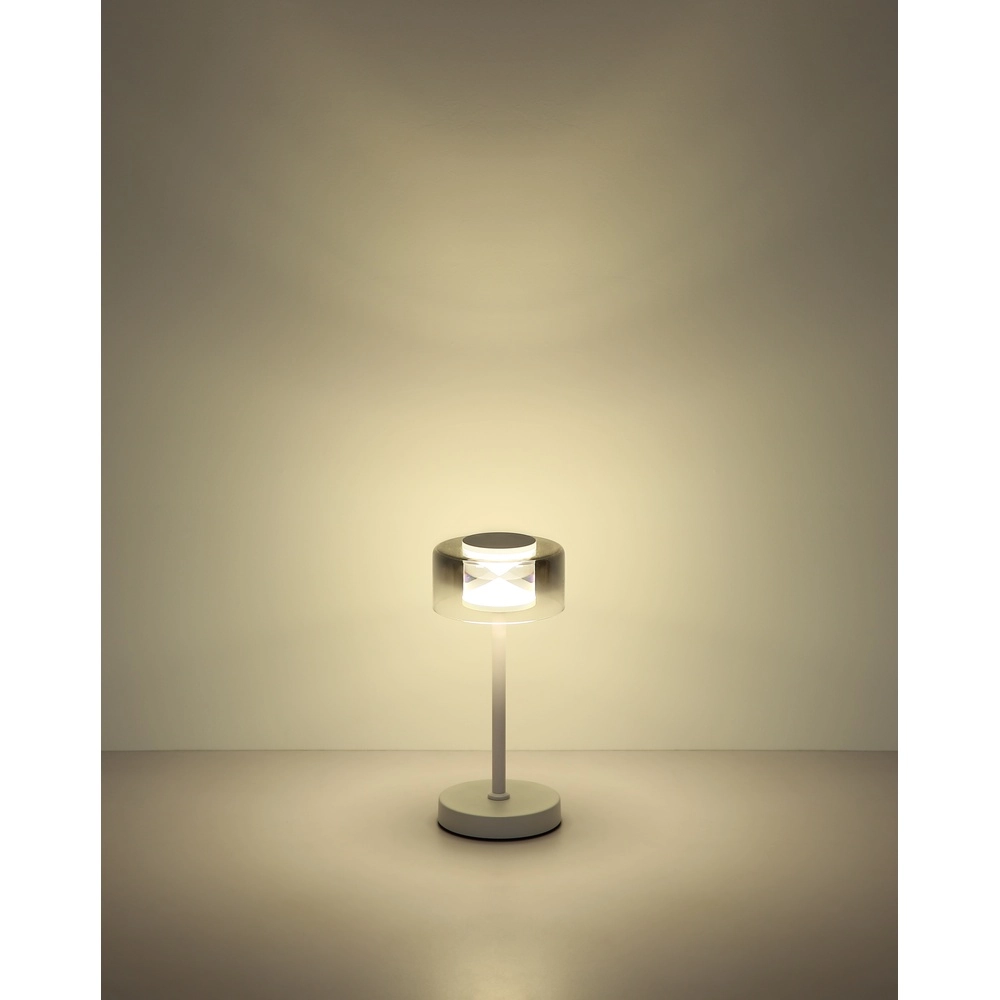 Design-Tischlampe Belinda weiß mit Rauchglas Globo 9007371575367