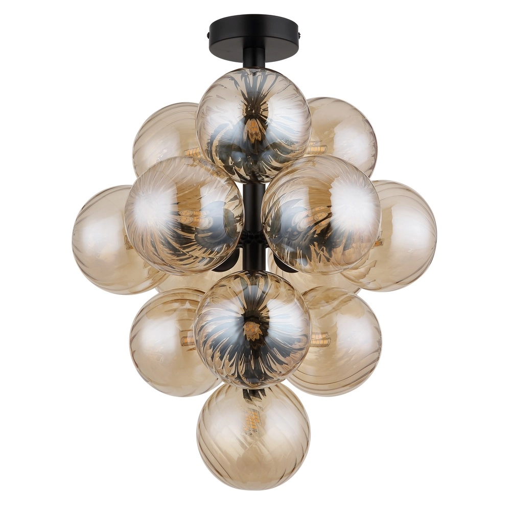 Schwarze Deckenlampe Conor mit Bernsteinglas Globo 9007371518173