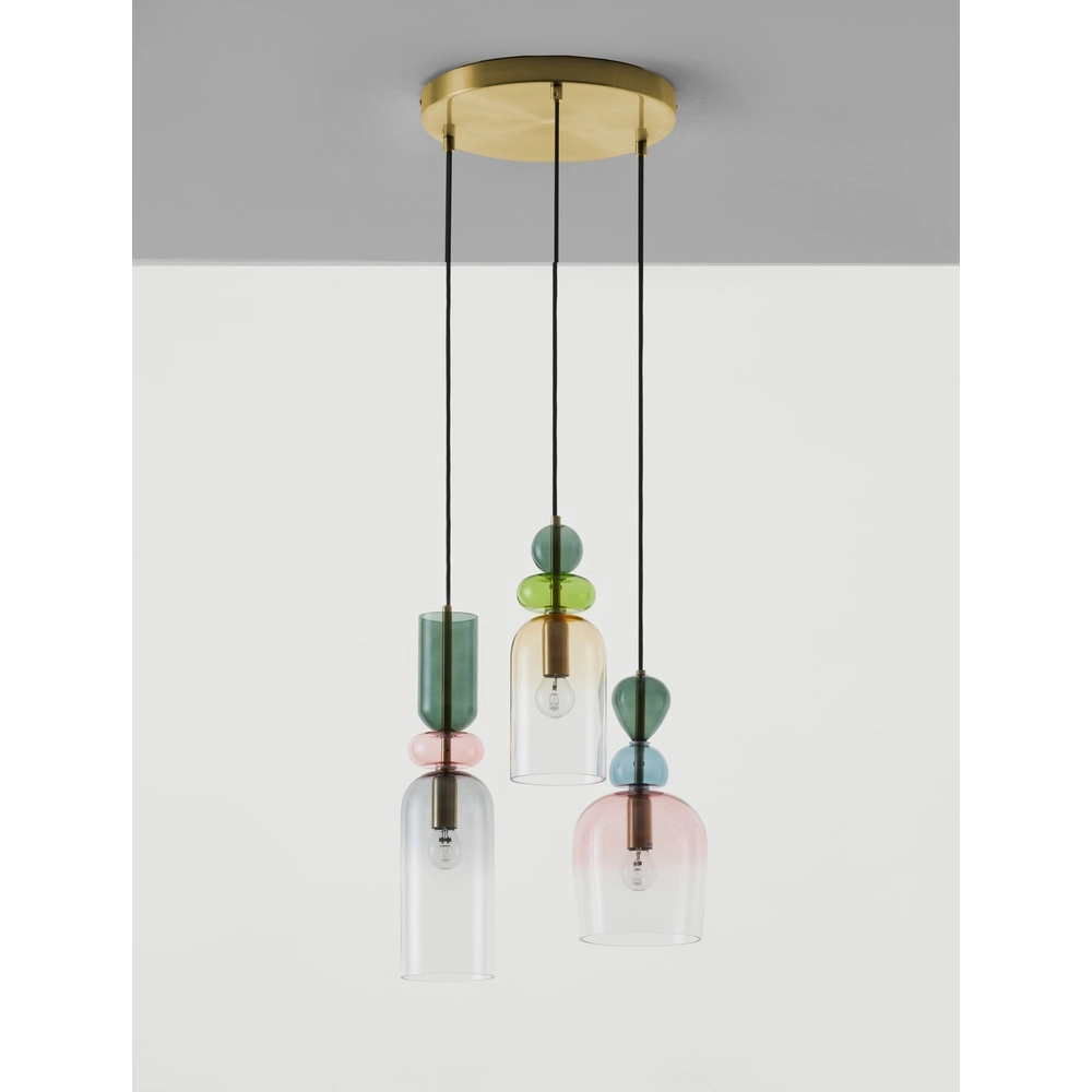 Farbige Pendelleuchte Murano 3-flammig Lyora 5212017434227
