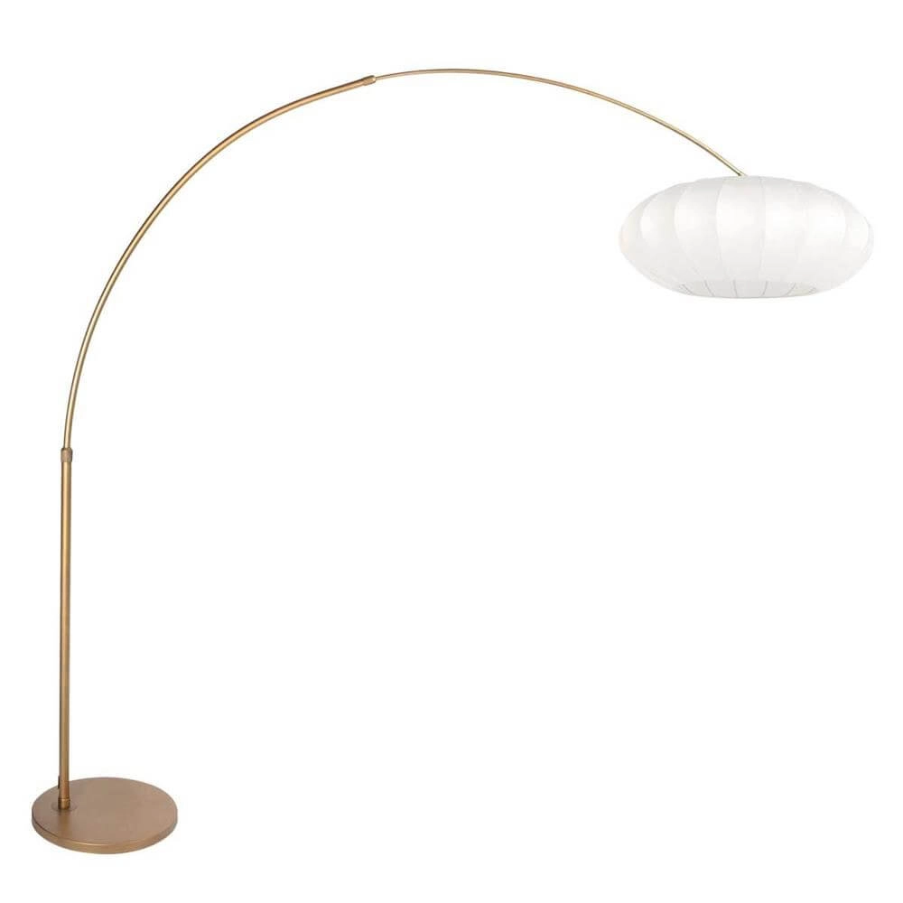 Bogenlampe Sparkled Light bronze mit weißem Kugelschirm Ø 45cm