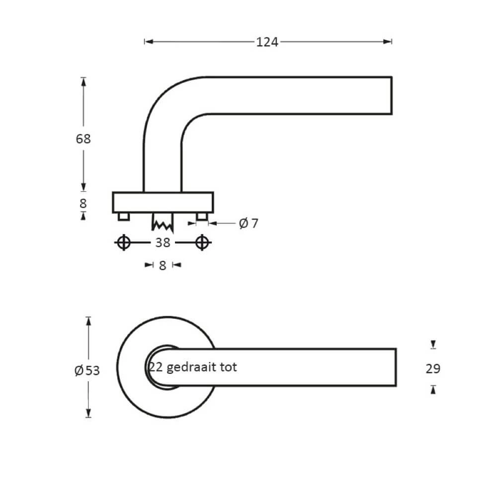 Design-Türgriff Vlinder Rosette mit Grat Edelstahl Intersteel 8714186130230