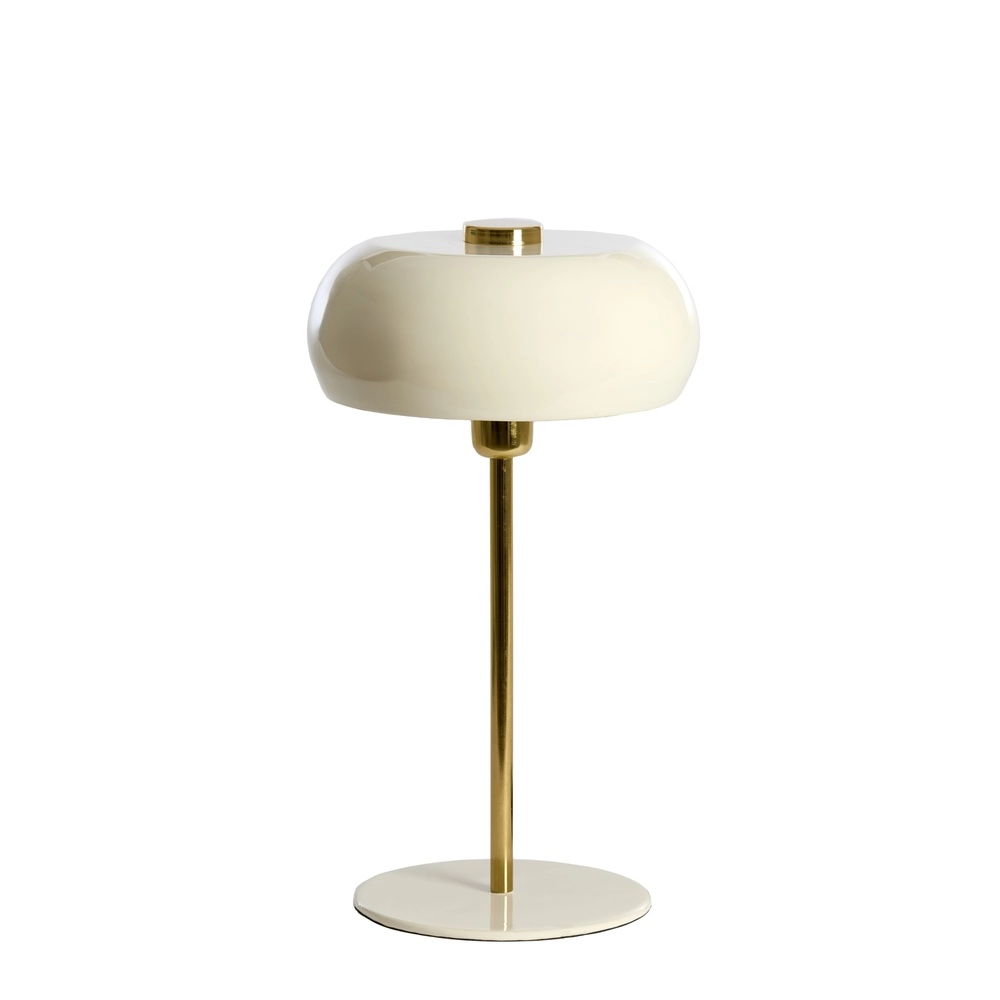 Tischlampe Surin Ø 26cm – Glanzcreme mit Gold