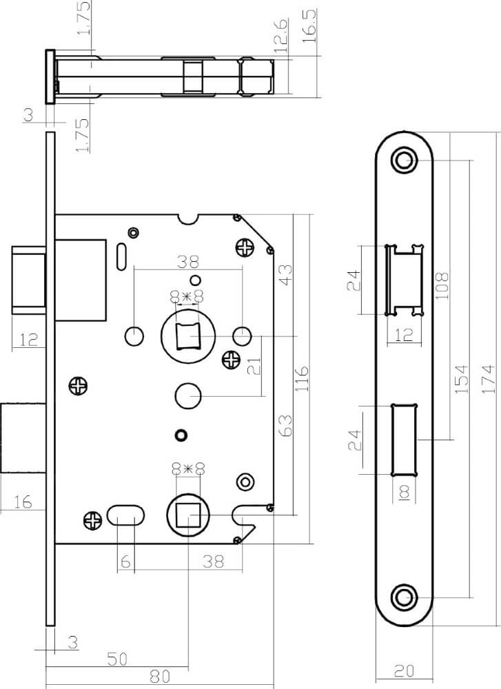 Toilette mit Schloss Domus Edelstahl 63/8 Intersteel 8714186427347