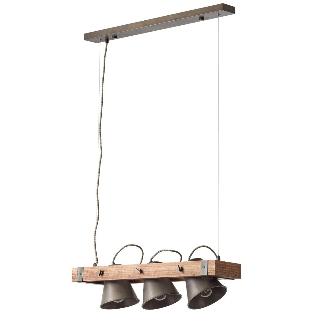 Esszimmer Hängelampe Plow 3-Licht-Antiquitätenschwarz mit holz Brilliant 4004353359682