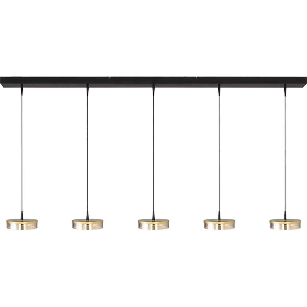 5-Licht Pendellampe Imperia 160 cm schwarz mit Gold